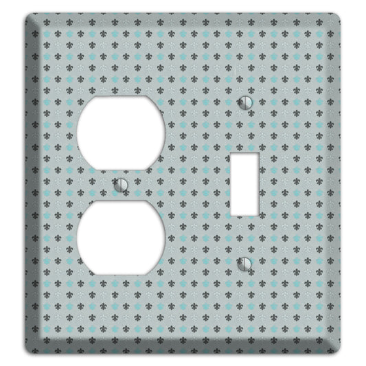 Dusty Blue with Fleur de Lis Duplex / Toggle Wallplate