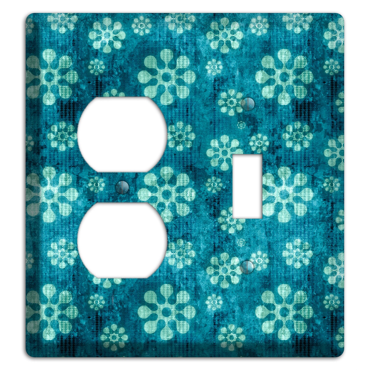 Turquoise Grunge Floral Duplex / Toggle Wallplate