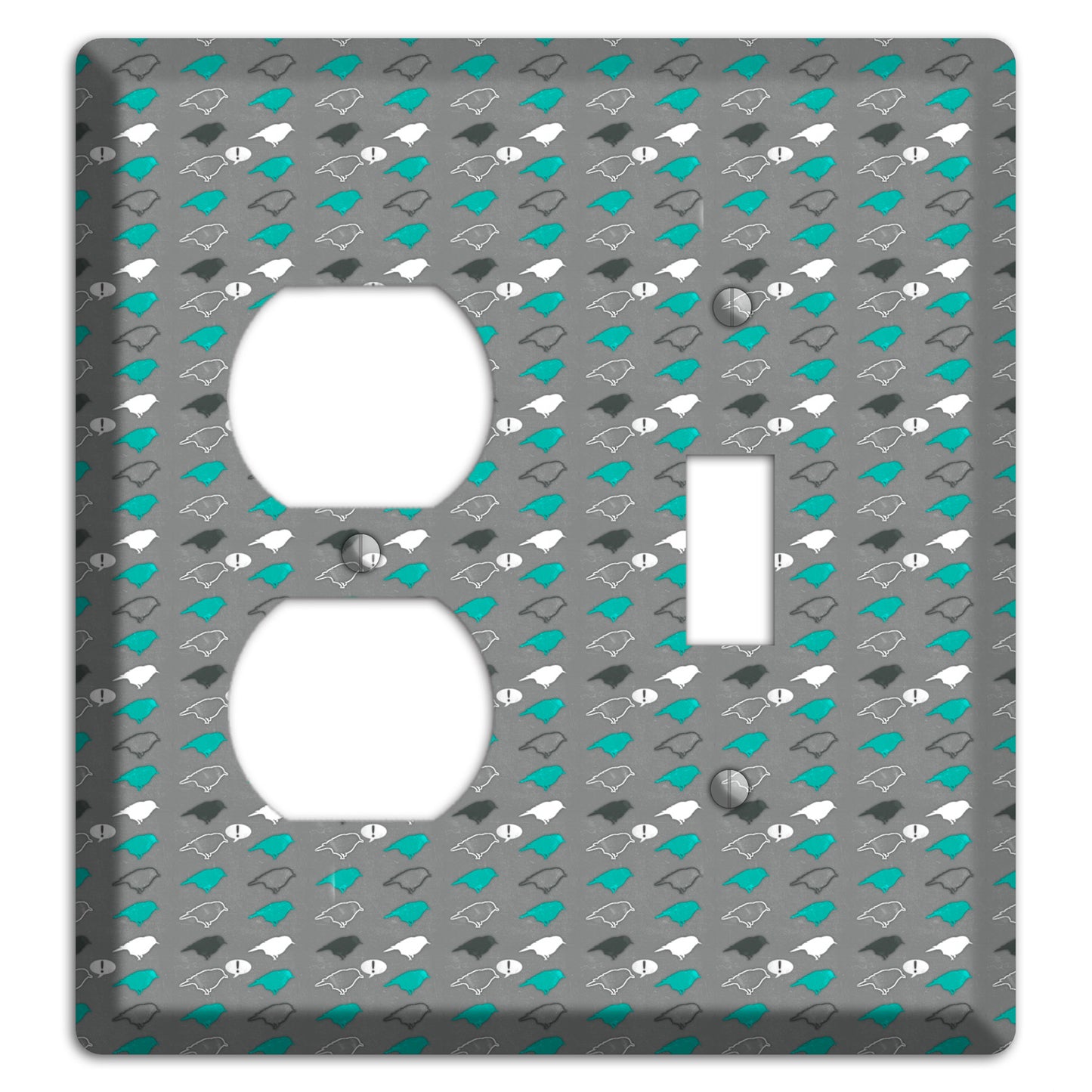 Grey with Small Green Birds Duplex / Toggle Wallplate