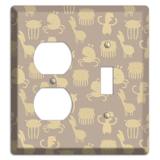 Silly Monsters Brown Duplex / Toggle Wallplate