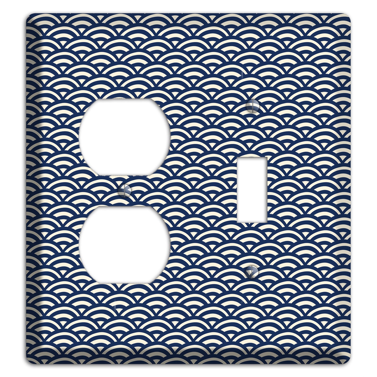 Navy Scallop Print Duplex / Toggle Wallplate