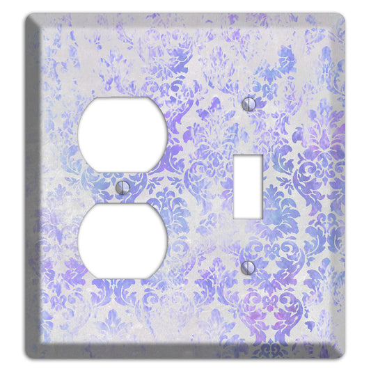 Periwinkle Gray Whimsical Damask Duplex / Toggle Wallplate