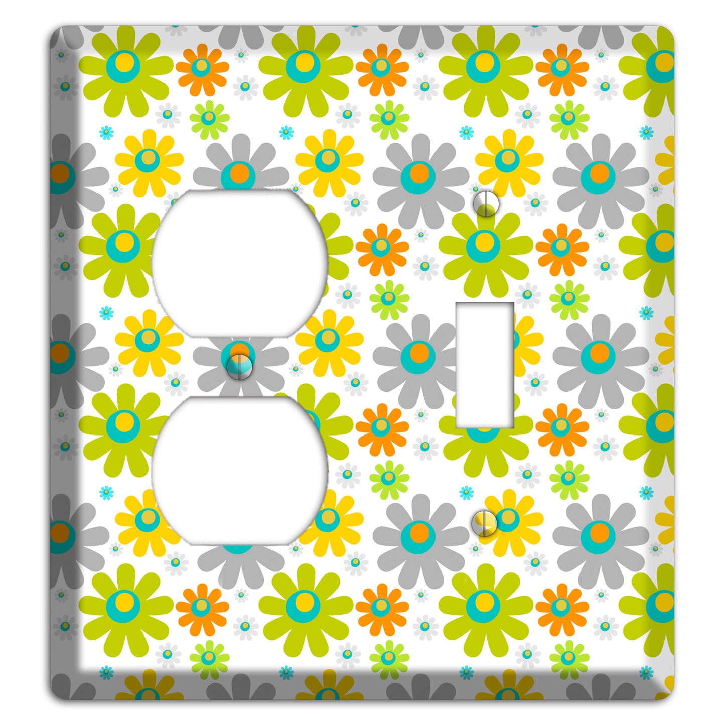 White and Yellow Flower Power Duplex / Toggle Wallplate