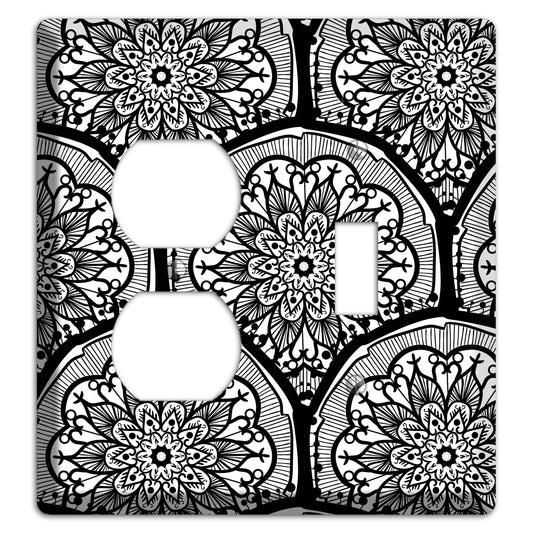 Mandala Black and White Style A Cover Plates Duplex / Toggle Wallplate