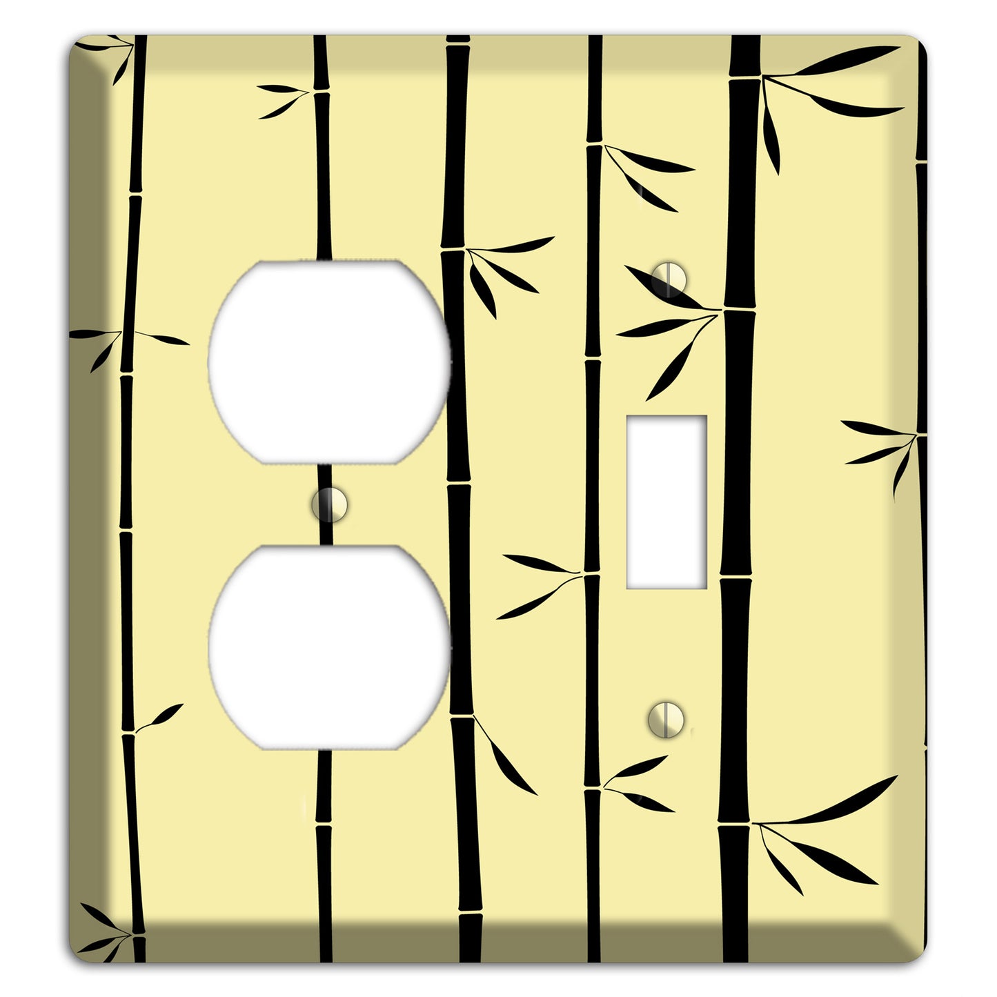 Yellow and Black Bamboo Duplex / Toggle Wallplate