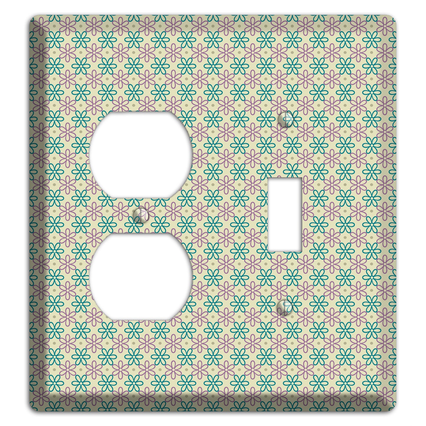 Large Green and Lavender Foulard Duplex / Toggle Wallplate