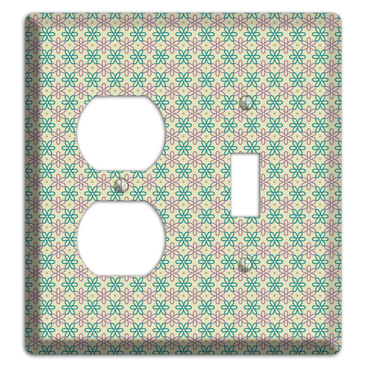 Large Green and Lavender Foulard Duplex / Toggle Wallplate