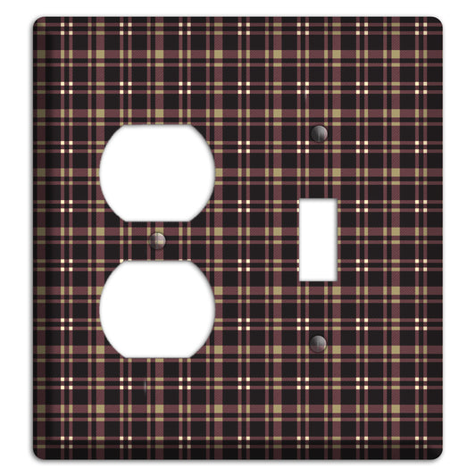 Dark Brown Plaid Duplex / Toggle Wallplate