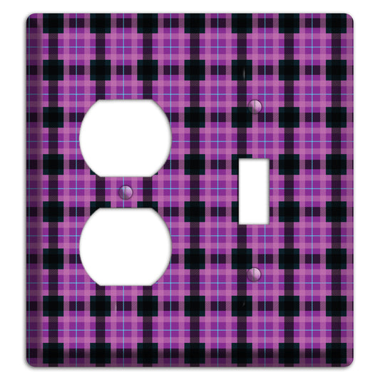 Purple and Black Plaid Duplex / Toggle Wallplate