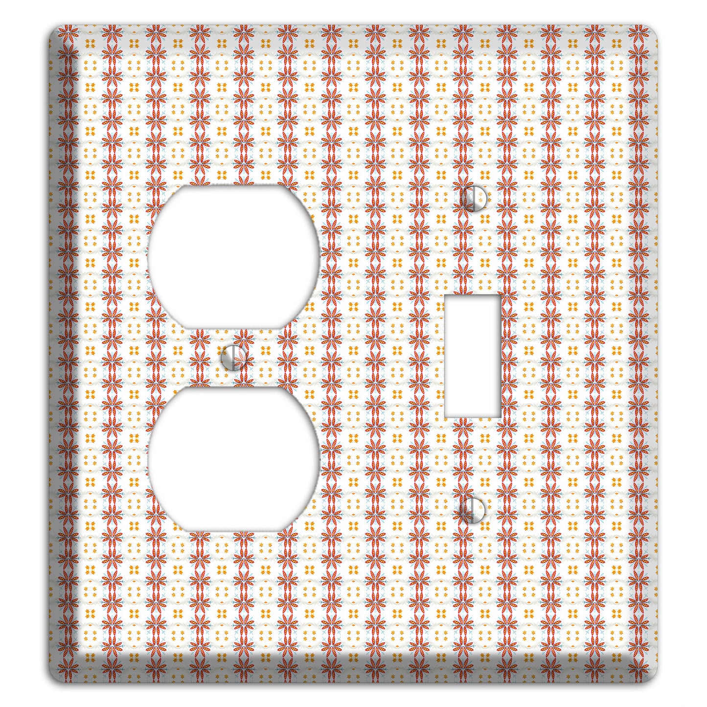 White with Red Smocking Duplex / Toggle Wallplate