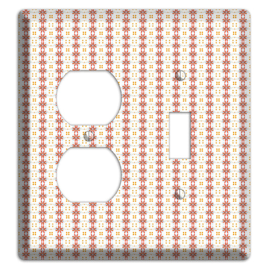 White with Red Smocking Duplex / Toggle Wallplate