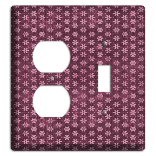 Burgundy Grunge Floral Contour Duplex / Toggle Wallplate