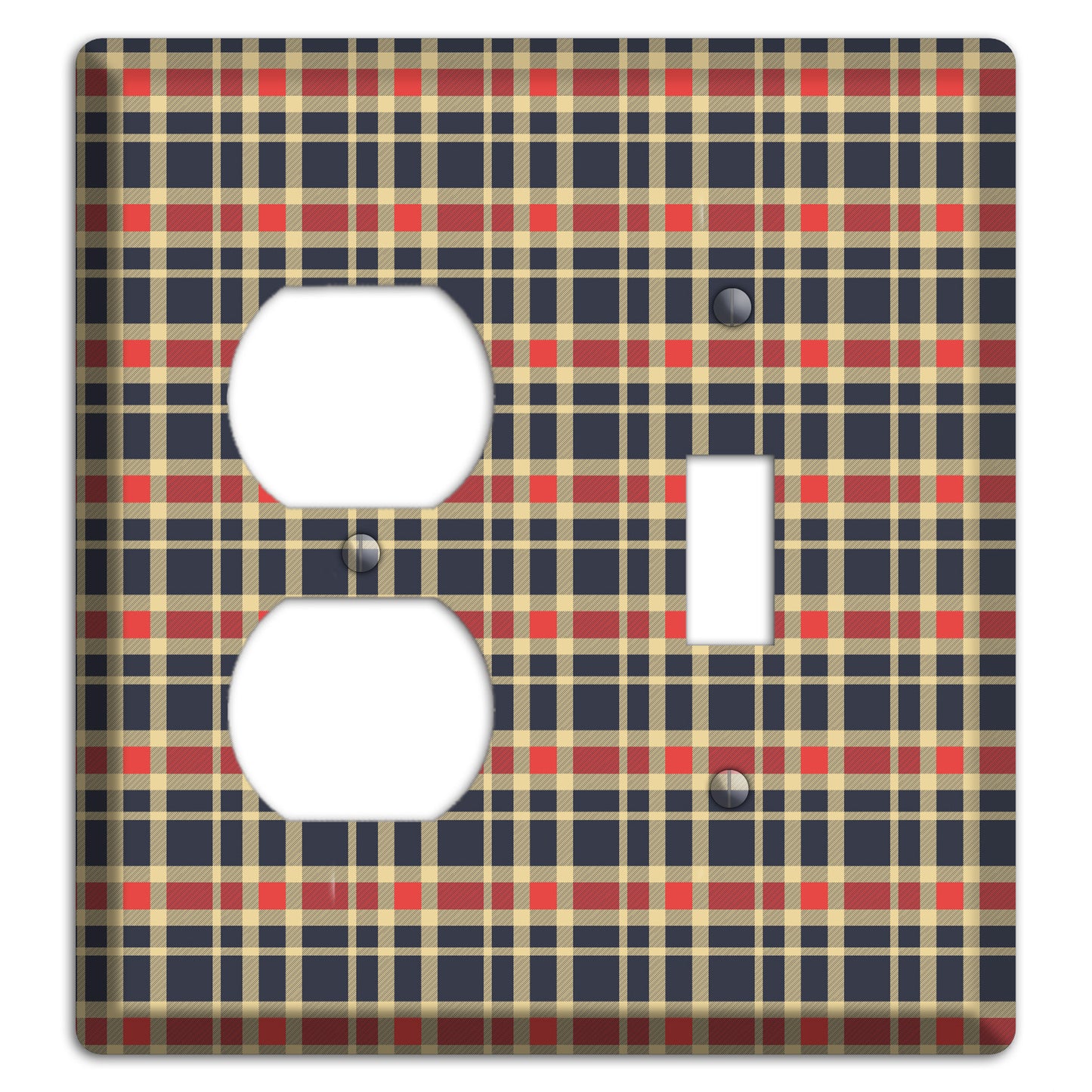 Maroon and Black Plaid 2 Duplex / Toggle Wallplate