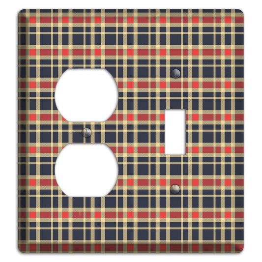 Maroon and Black Plaid 2 Duplex / Toggle Wallplate