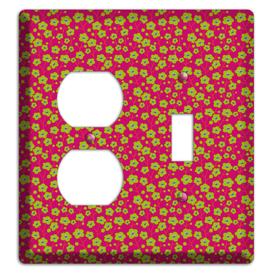 Fuschia and Yellow Calico Duplex / Toggle Wallplate