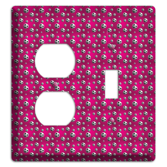 Fuschia with Soccer Balls Duplex / Toggle Wallplate