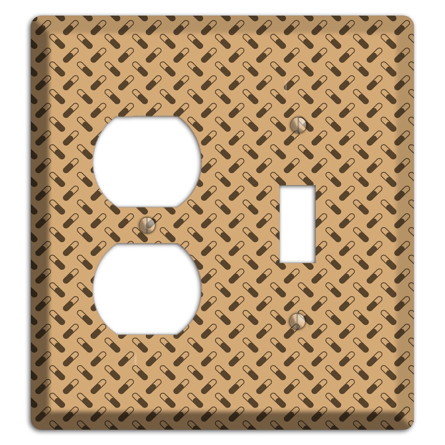 Beige with Brown Motif Duplex / Toggle Wallplate