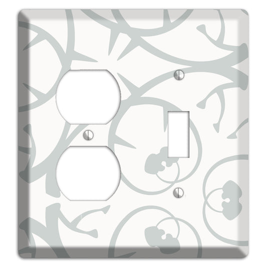 White with Grey Abstract Swirl Duplex / Toggle Wallplate