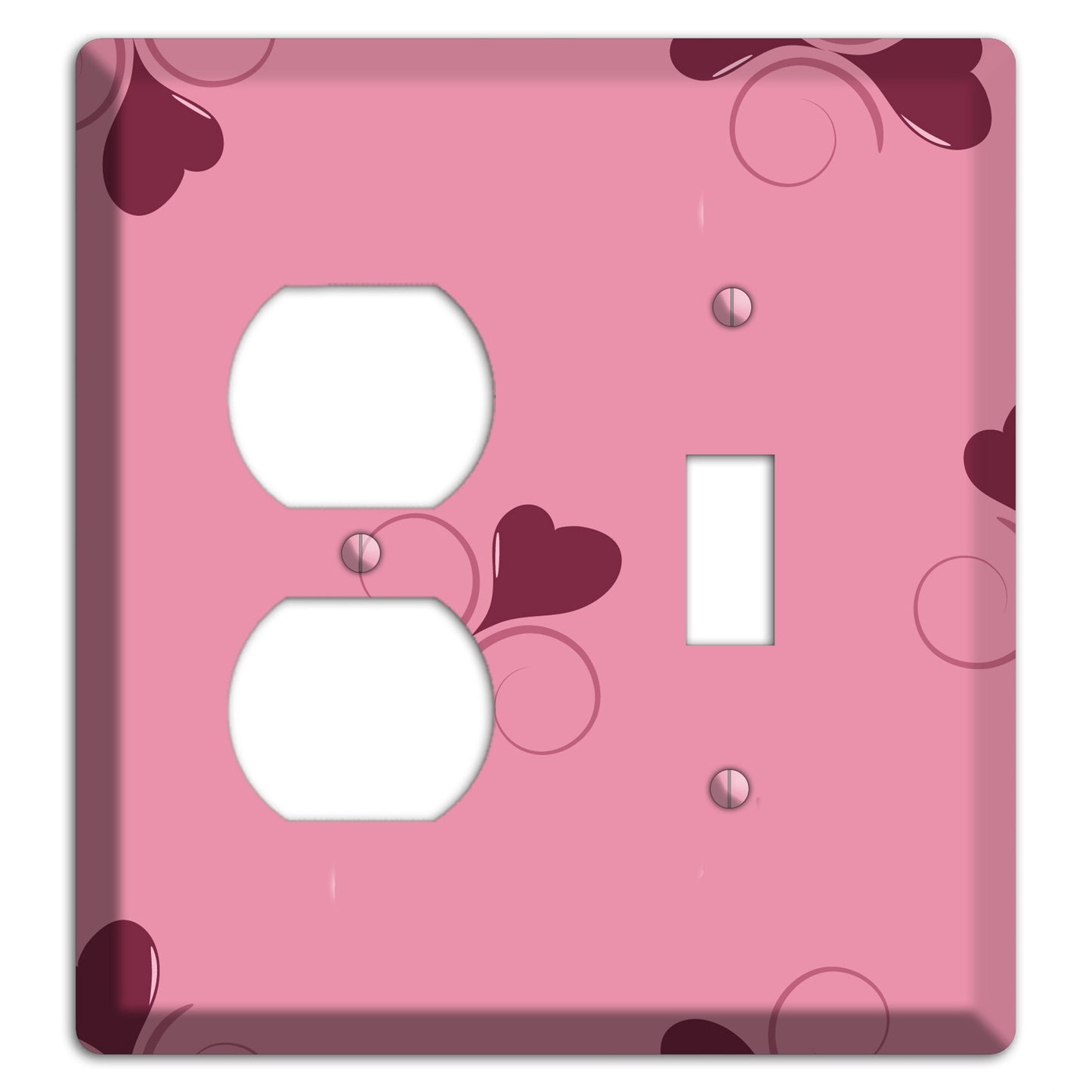 Pink with Hearts Duplex / Toggle Wallplate