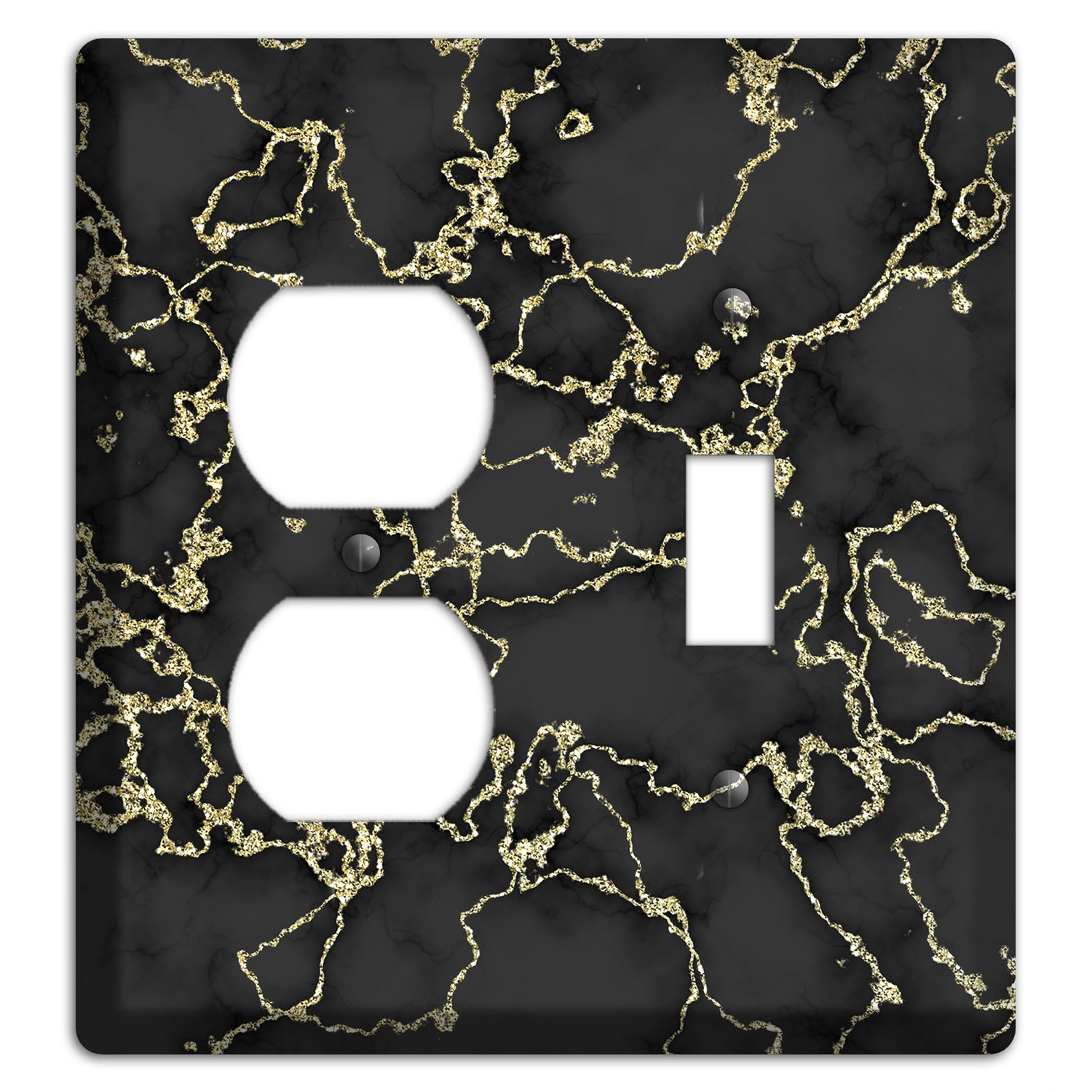 Black and Gold Marble Shatter Duplex / Toggle Wallplate