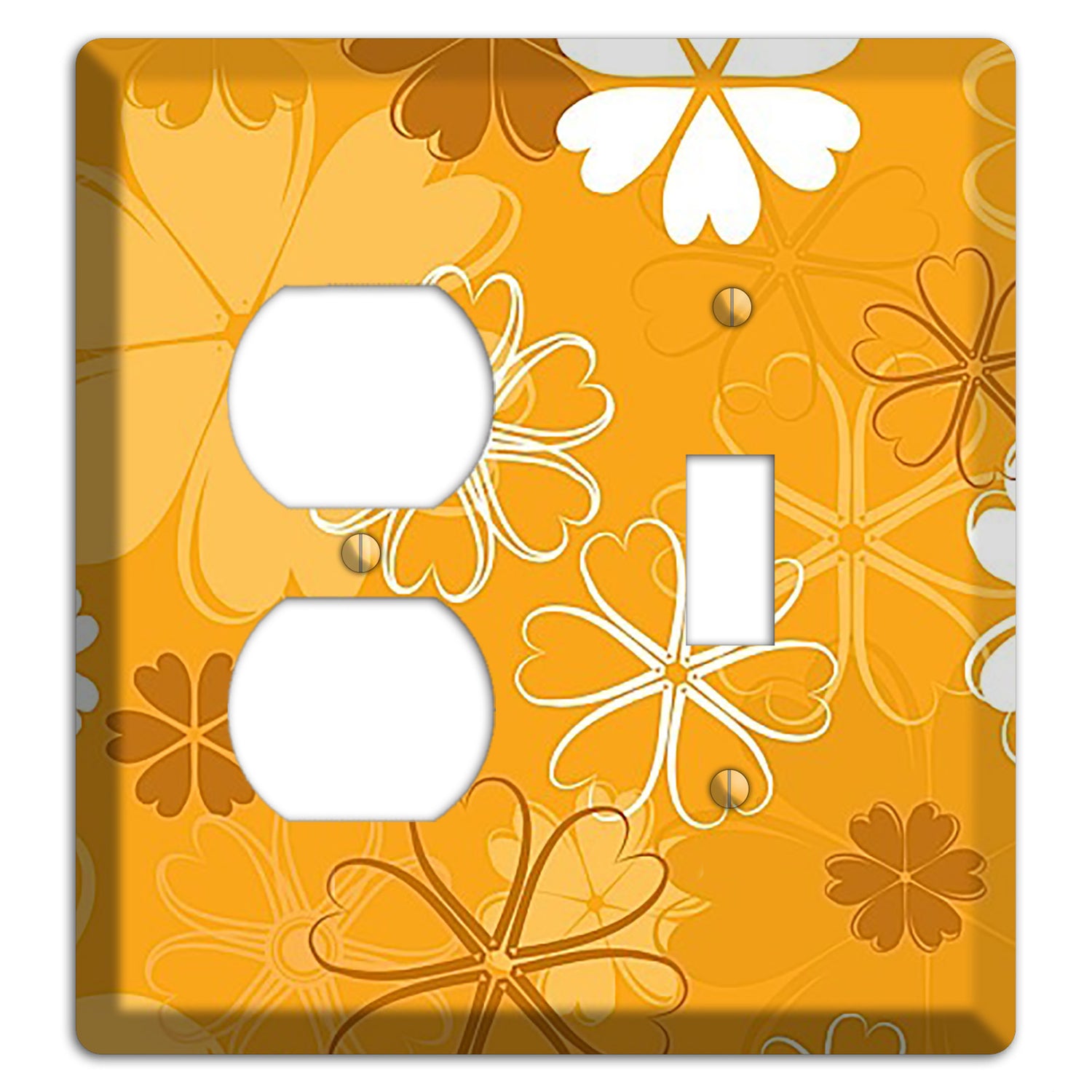 Orange Retro Flowers Duplex / Toggle Wallplate