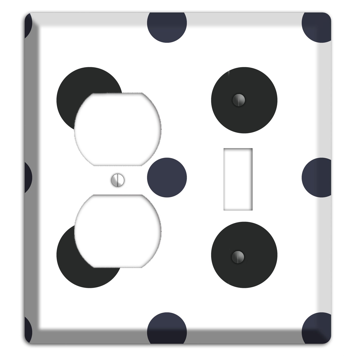 Black Multi Medium Polka Dots Duplex / Toggle Wallplate