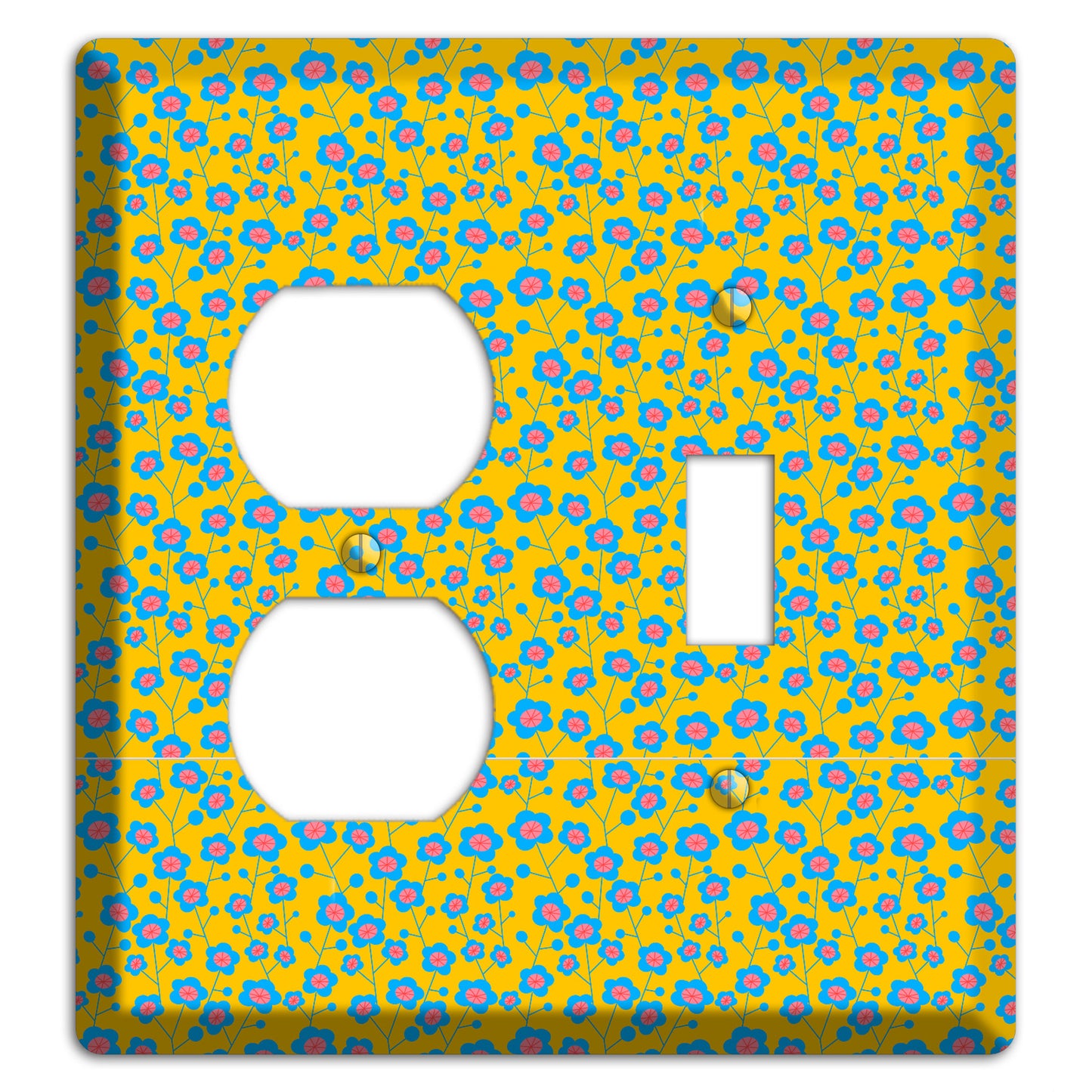 Yellow Blue Pink Calico Duplex / Toggle Wallplate