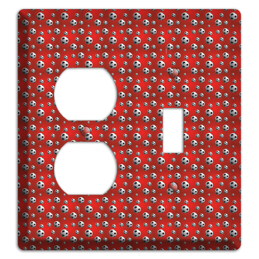 Red with Soccer Balls Duplex / Toggle Wallplate