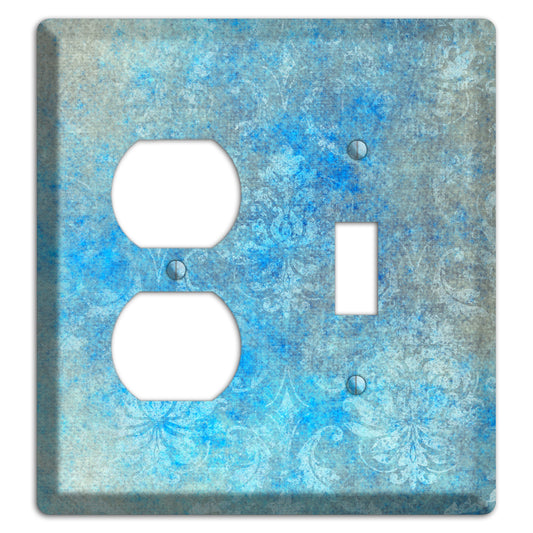 Picton Blue Whimsical Damask Duplex / Toggle Wallplate