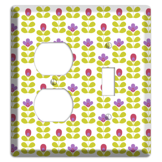 Yellow Deco Floral Half Drop Duplex / Toggle Wallplate