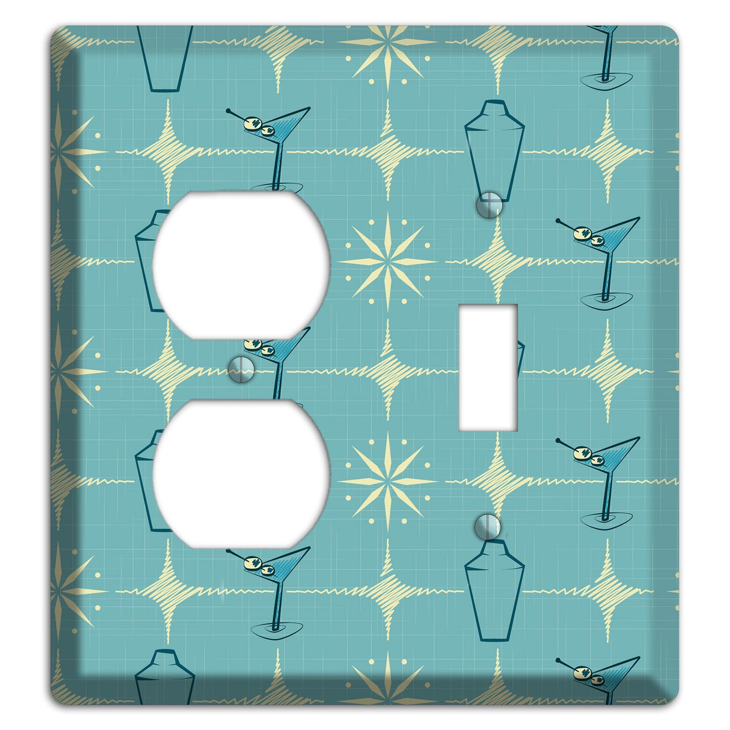 Blue Shaker and Martini Duplex / Toggle Wallplate