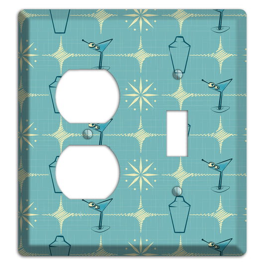 Blue Shaker and Martini Duplex / Toggle Wallplate