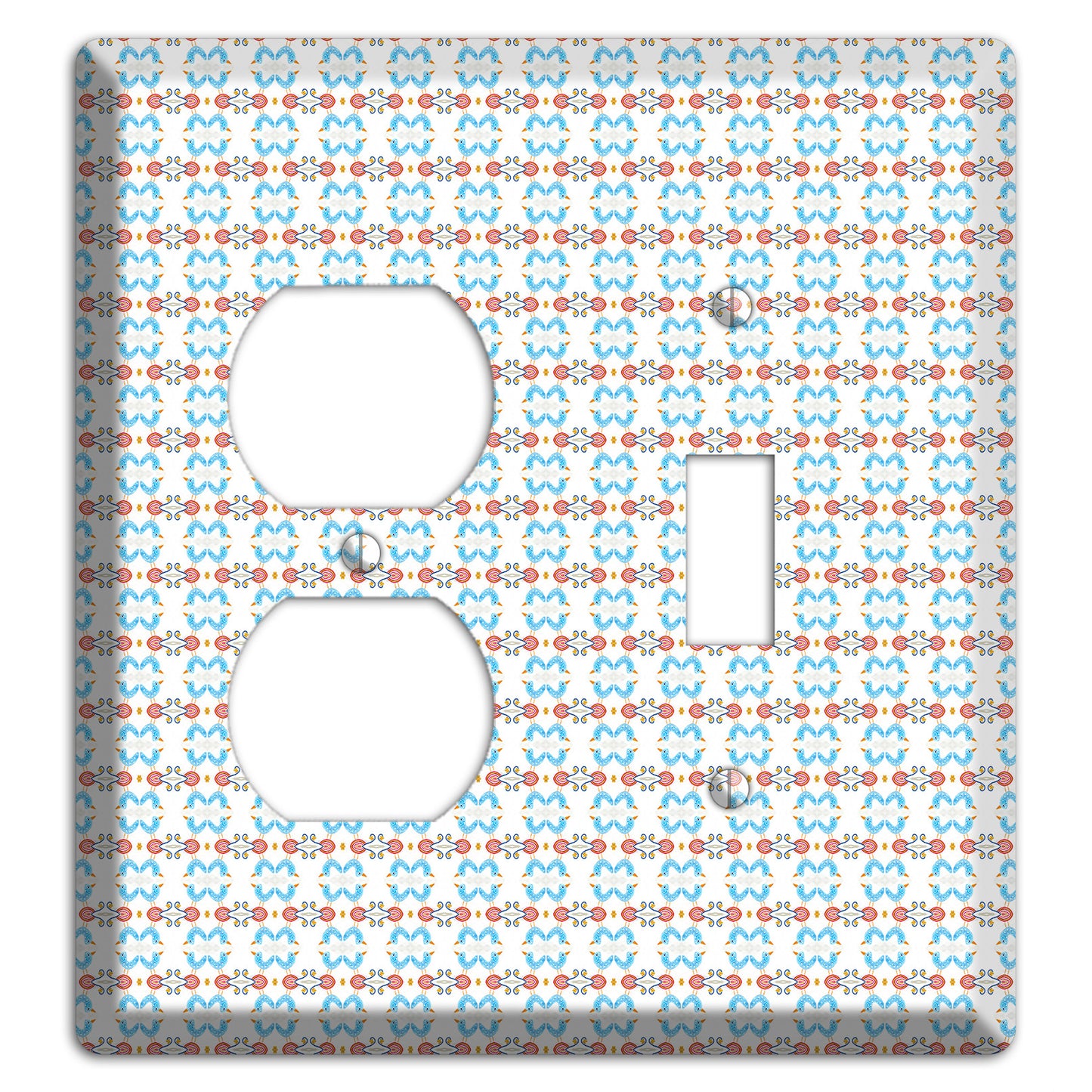 White with Blue Red Tapestry Duplex / Toggle Wallplate