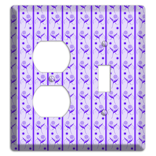 Purple Floral Pattern Duplex / Toggle Wallplate