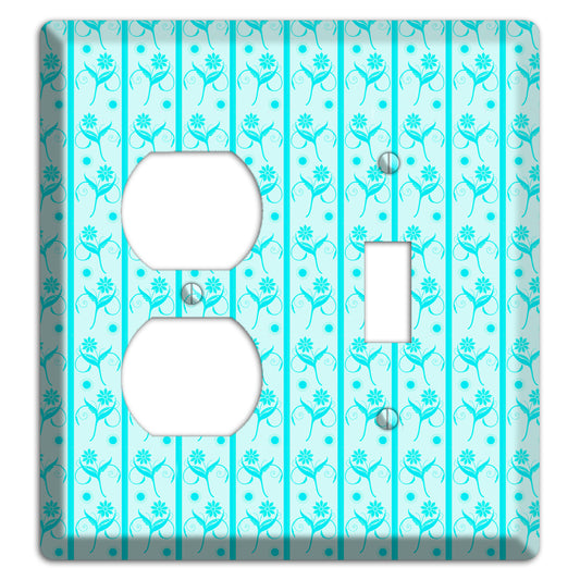 Teal Floral Pattern Duplex / Toggle Wallplate