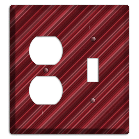 Burgundy Multi Angled Stripes Duplex / Toggle Wallplate