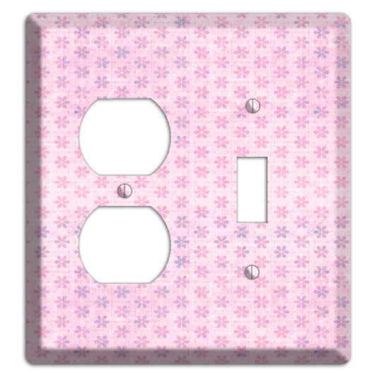 Pink Grunge Floral Contour Duplex / Toggle Wallplate