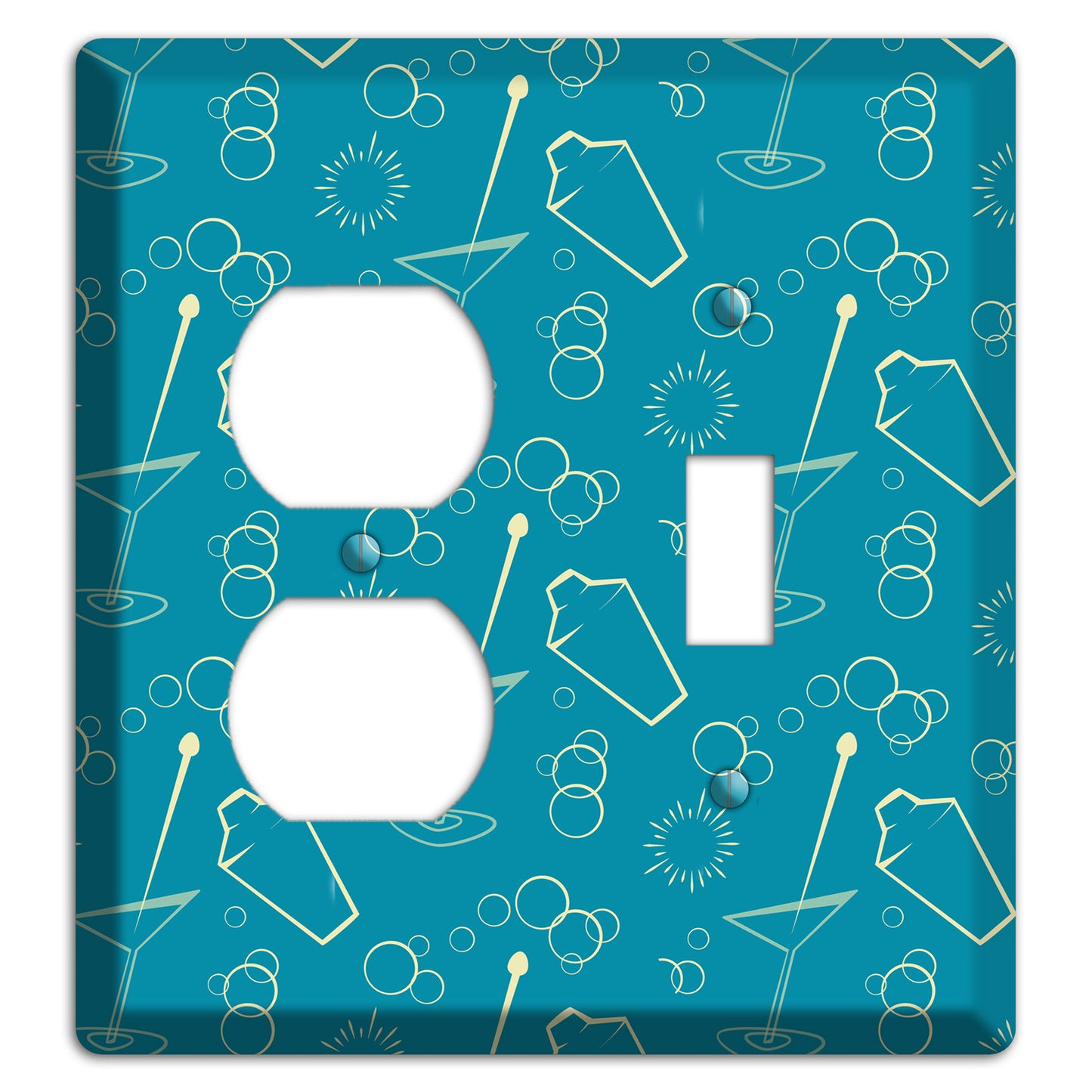 Teal Cocktail Hour Duplex / Toggle Wallplate