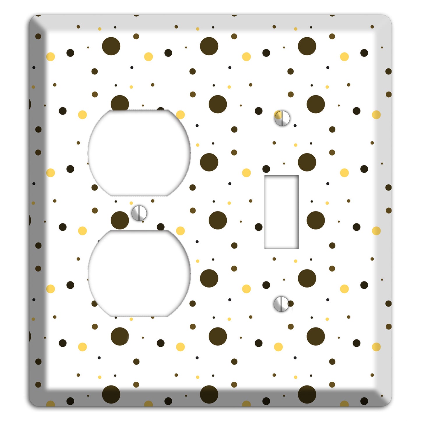 White with Black and Yellow Tiny Dots Duplex / Toggle Wallplate