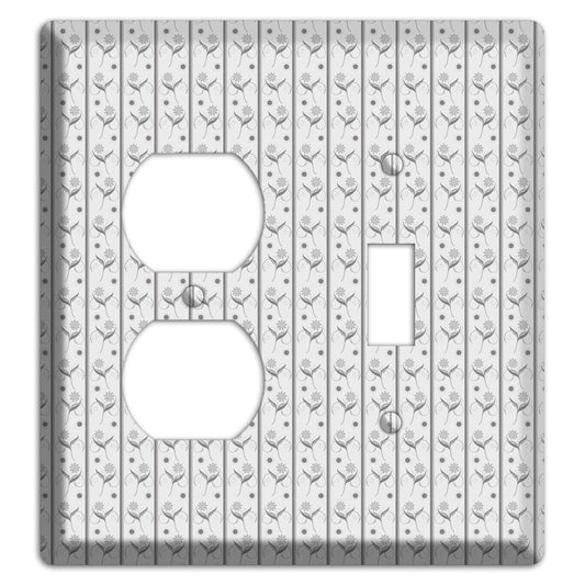 Grey Small Floral Pattern Duplex / Toggle Wallplate