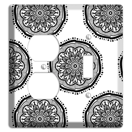 Mandala Black and White Style R Cover Plates Duplex / Toggle Wallplate