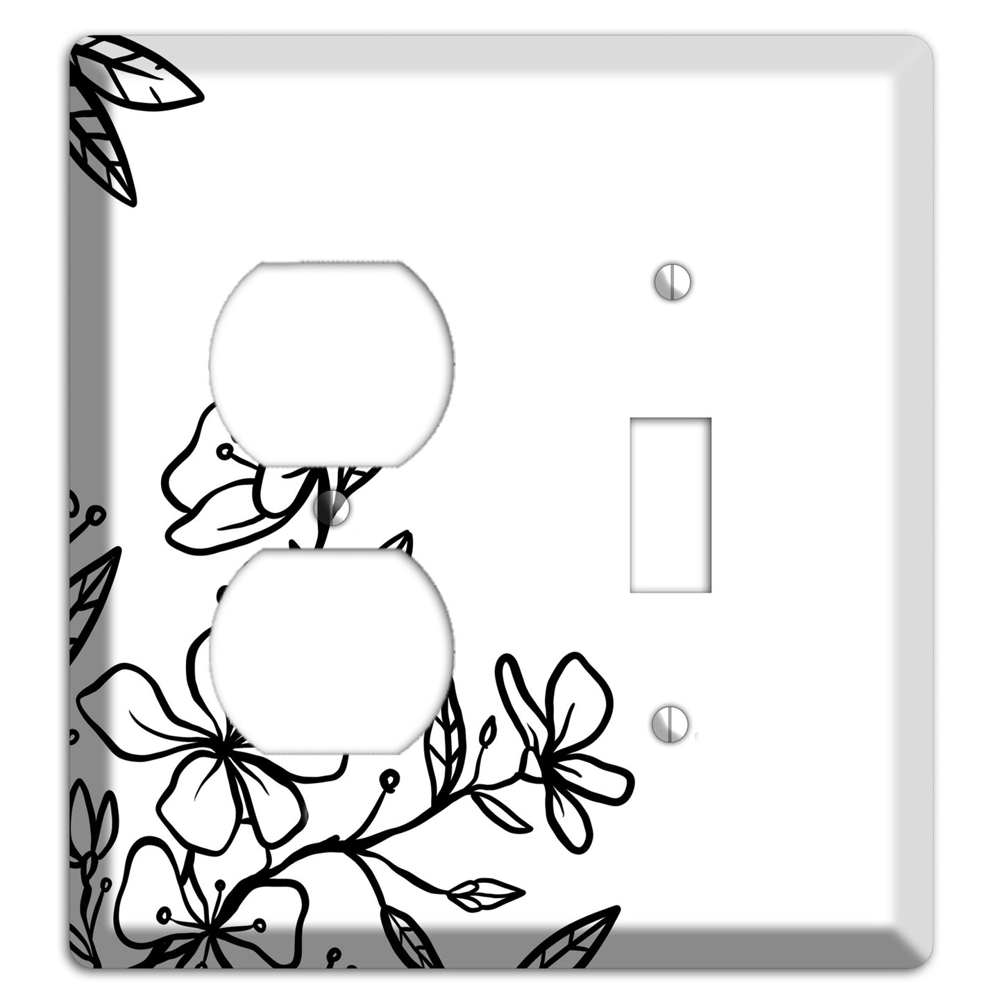 Hand-Drawn Floral 18 Duplex / Toggle Wallplate