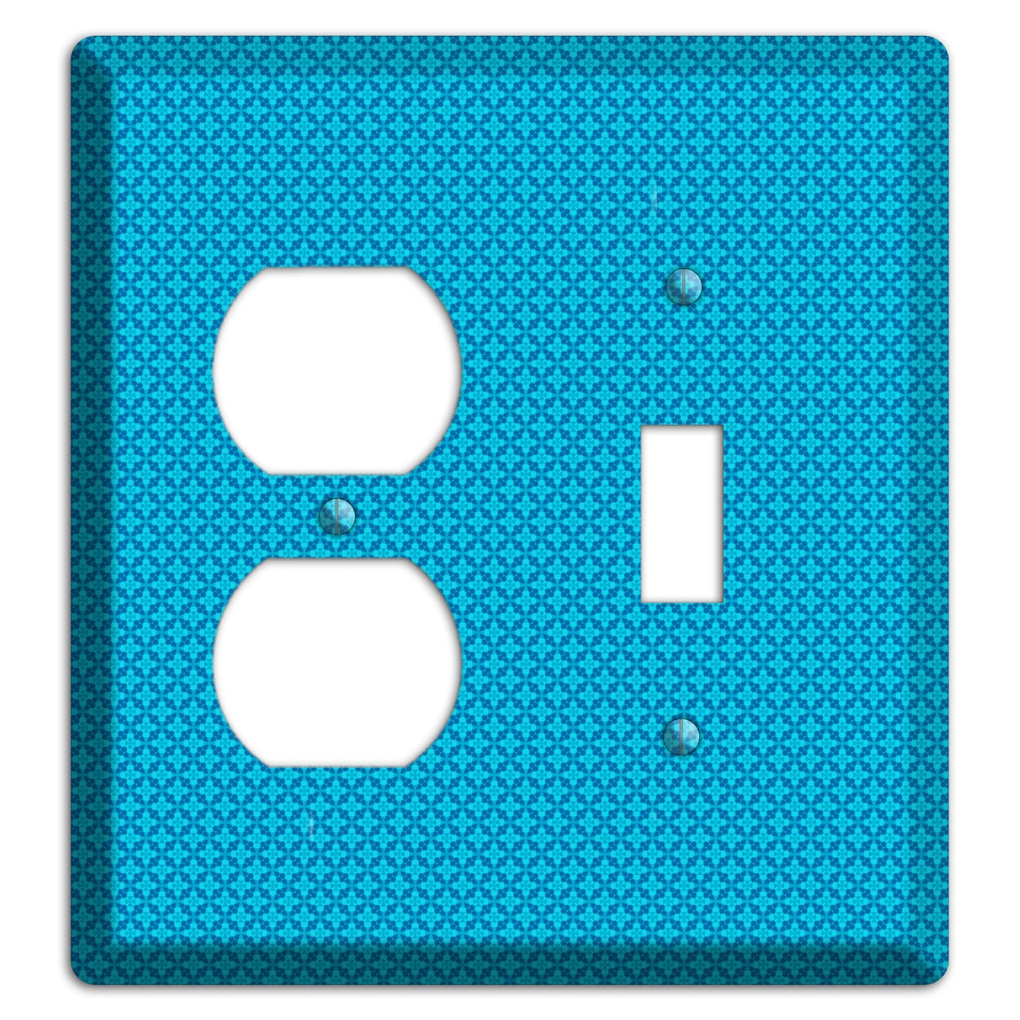 Multi Blue Checkered Quatrefoil Duplex / Toggle Wallplate