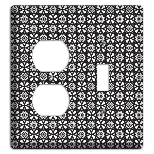 White with Black Arabesque Duplex / Toggle Wallplate