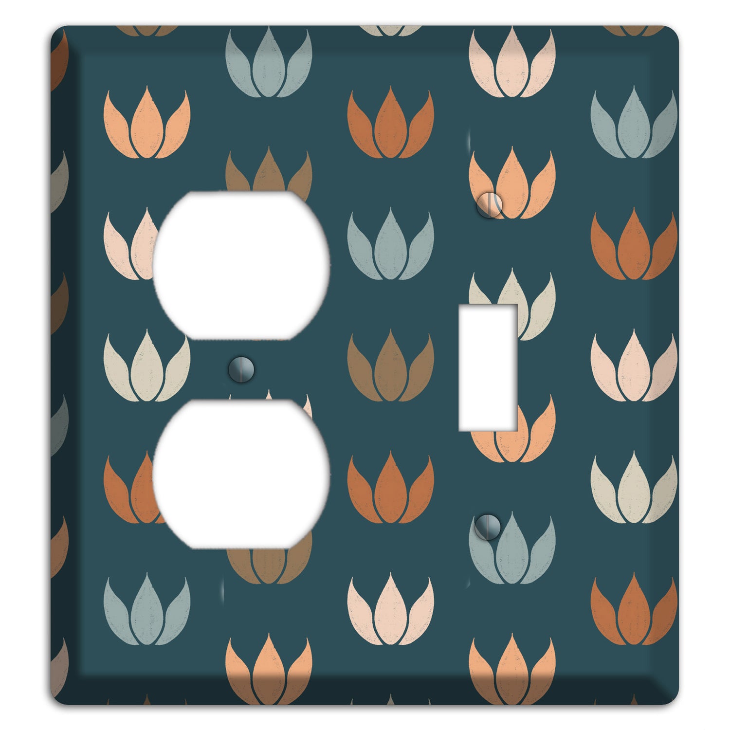 Teal Lotus Print Duplex / Toggle Wallplate