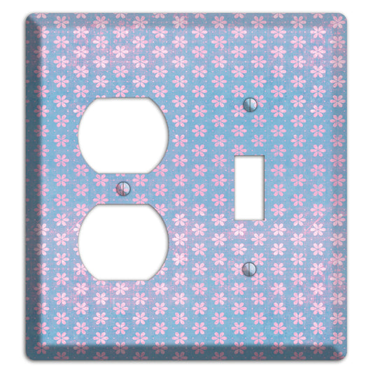 Periwinkle Grunge Floral Contour Duplex / Toggle Wallplate