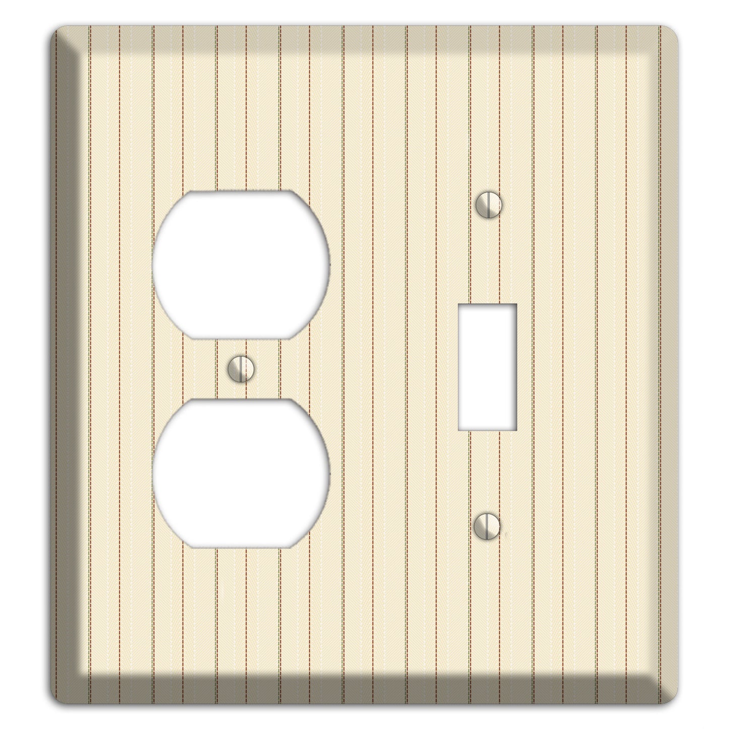 Off White Pinstripe Duplex / Toggle Wallplate