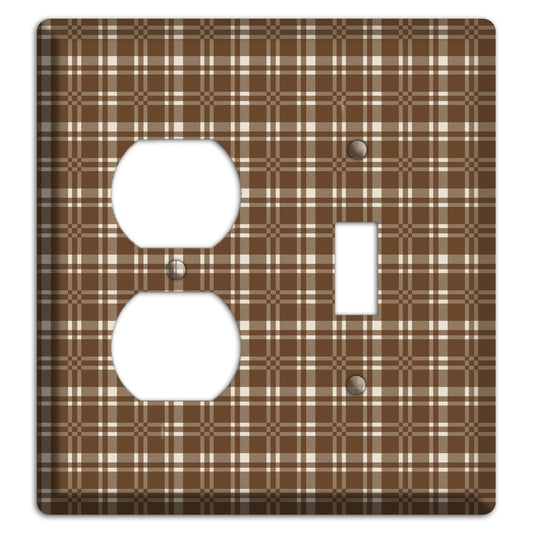 Medium Brown Plaid Duplex / Toggle Wallplate