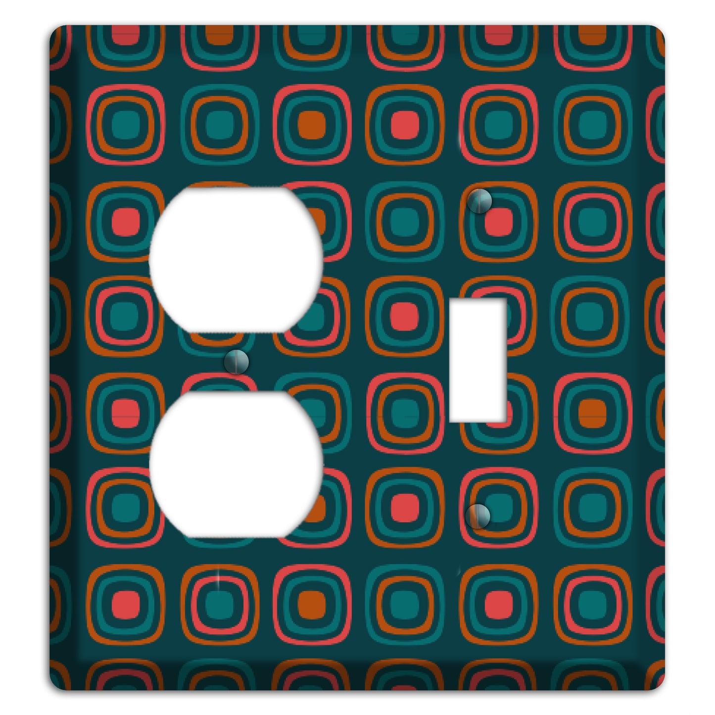 Teal and Pink Rounded Squares Duplex / Toggle Wallplate