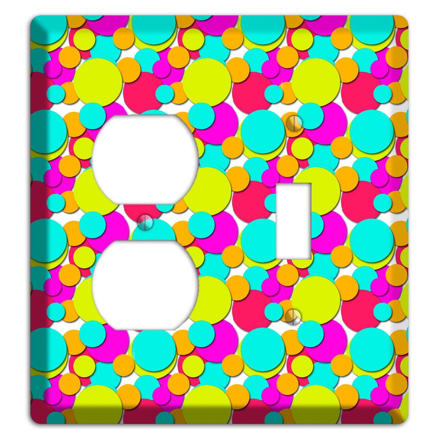 Aqua Fuschia Yellow Red Orange Bubble Dots Duplex / Toggle Wallplate